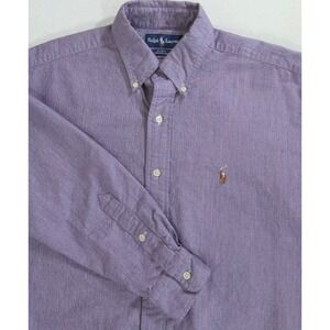Ralph Lauren Blake Button Down Shirt Medium Purple Micro Check Flesh Pony Preppy
